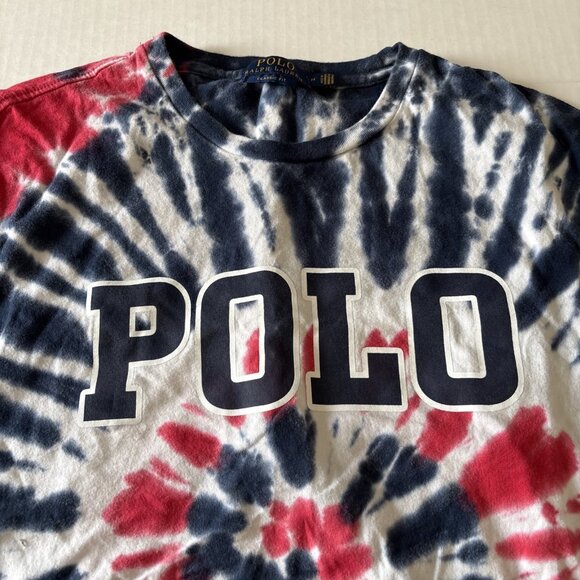 polo ralph lauren shirt men’s Tie Dye Red & Blue Size Medium - Picture 3 of 7